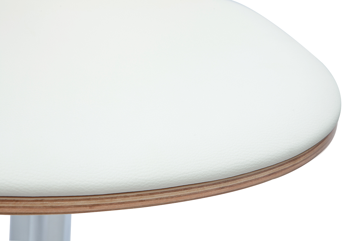 Taburete de cocina ajustable de diseo blanco con madera clara BECK