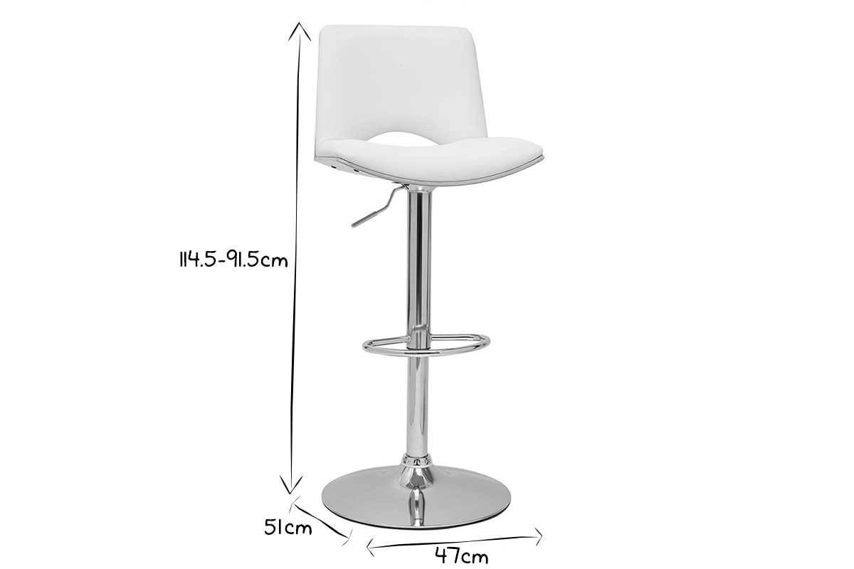 Taburete de cocina de diseo ajustable blanco con tonos de madera blanca PANACH