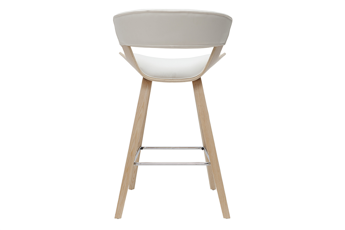 Taburete de cocina de diseo blanco con madera clara 65cm SYRAH