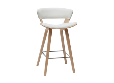 Taburete de cocina de diseño blanco con madera clara 65 cm SYRAH