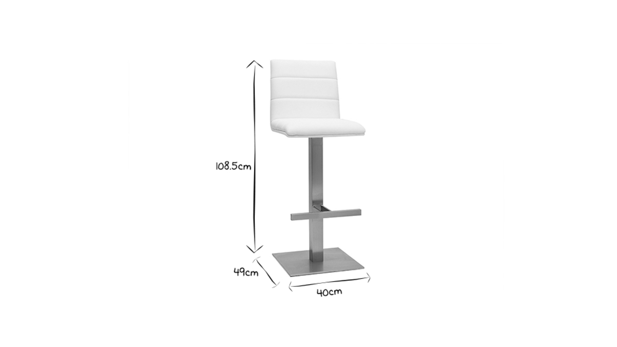Taburete de cocina de diseo blanco y acero inoxidable cepillado NENY