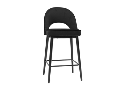 Taburete de cocina de diseño de terciopelo negro y metal 69 cm BELLEROSE