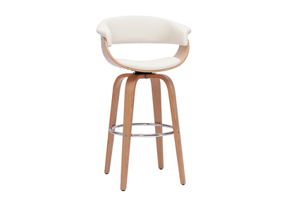 Taburete de cocina de diseño giratorio blanco y madera clara 67 cm OKTAV
