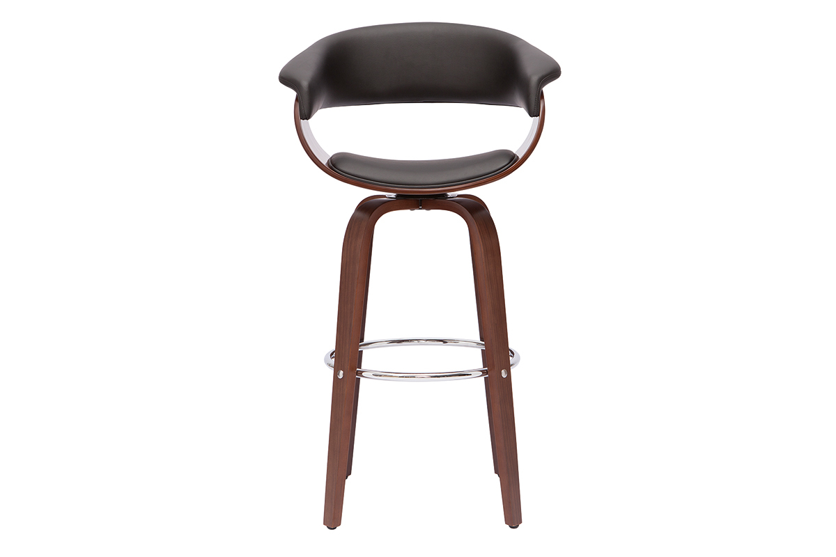 Taburete de cocina de diseo giratorio negro con madera oscura 67cm OKTAV