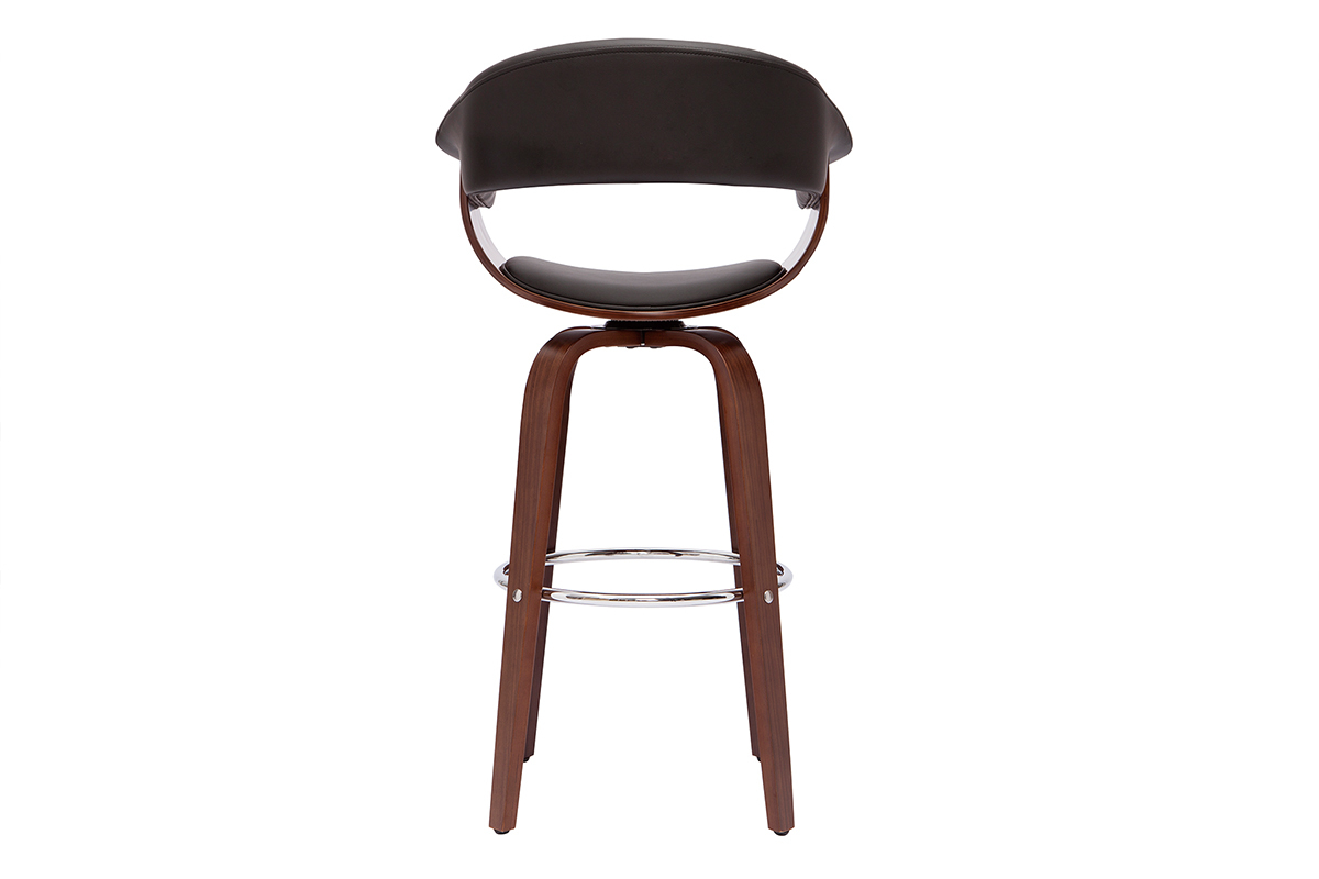 Taburete de cocina de diseo giratorio negro con madera oscura 67cm OKTAV