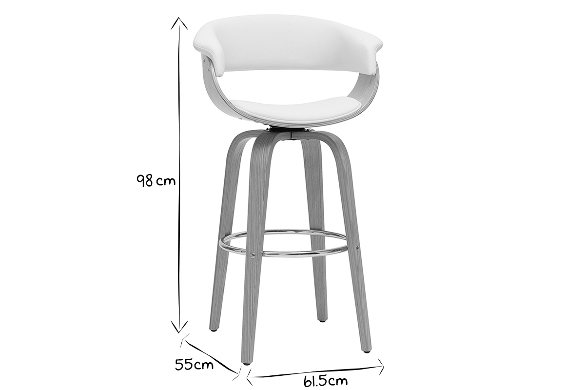 Taburete de cocina de diseo giratorio negro con madera oscura 67cm OKTAV