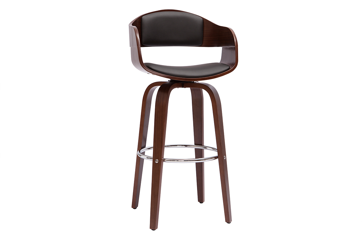 Taburete de cocina de diseo negro con madera oscura 67cm GAO