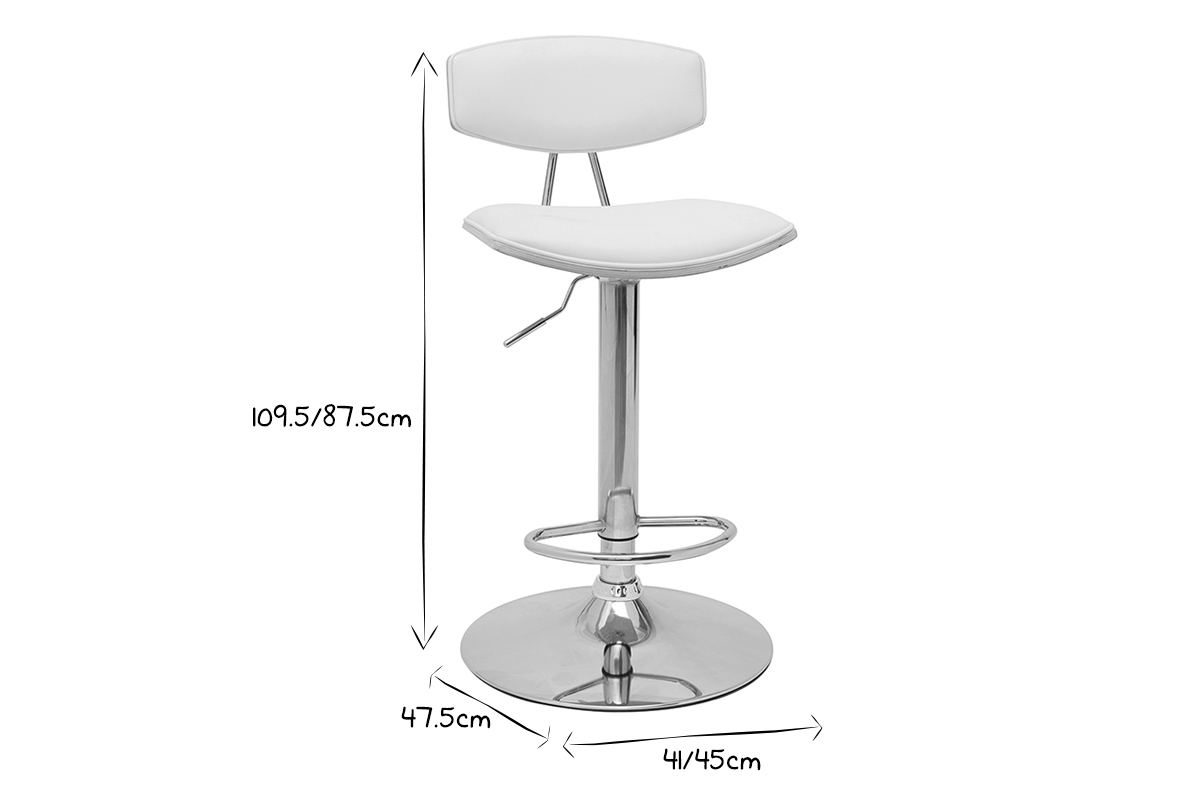 Taburete de cocina de diseo regulable blanco y madera clara VASCO