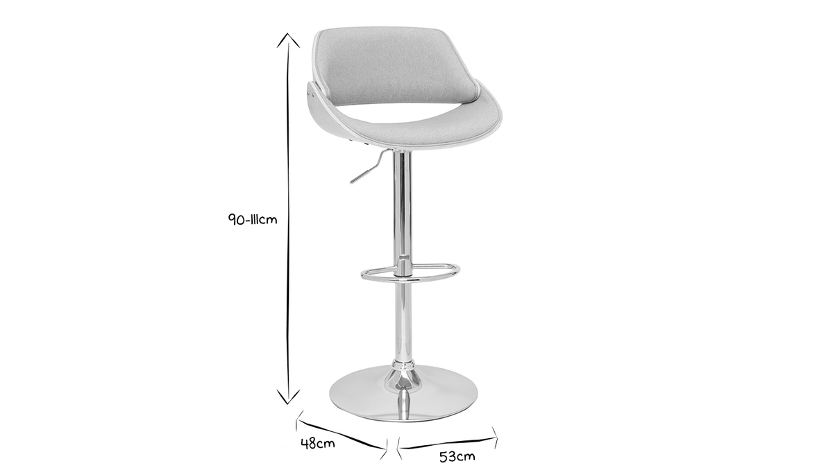 Taburete de cocina de diseo regulable de tela y madera clara CLASH