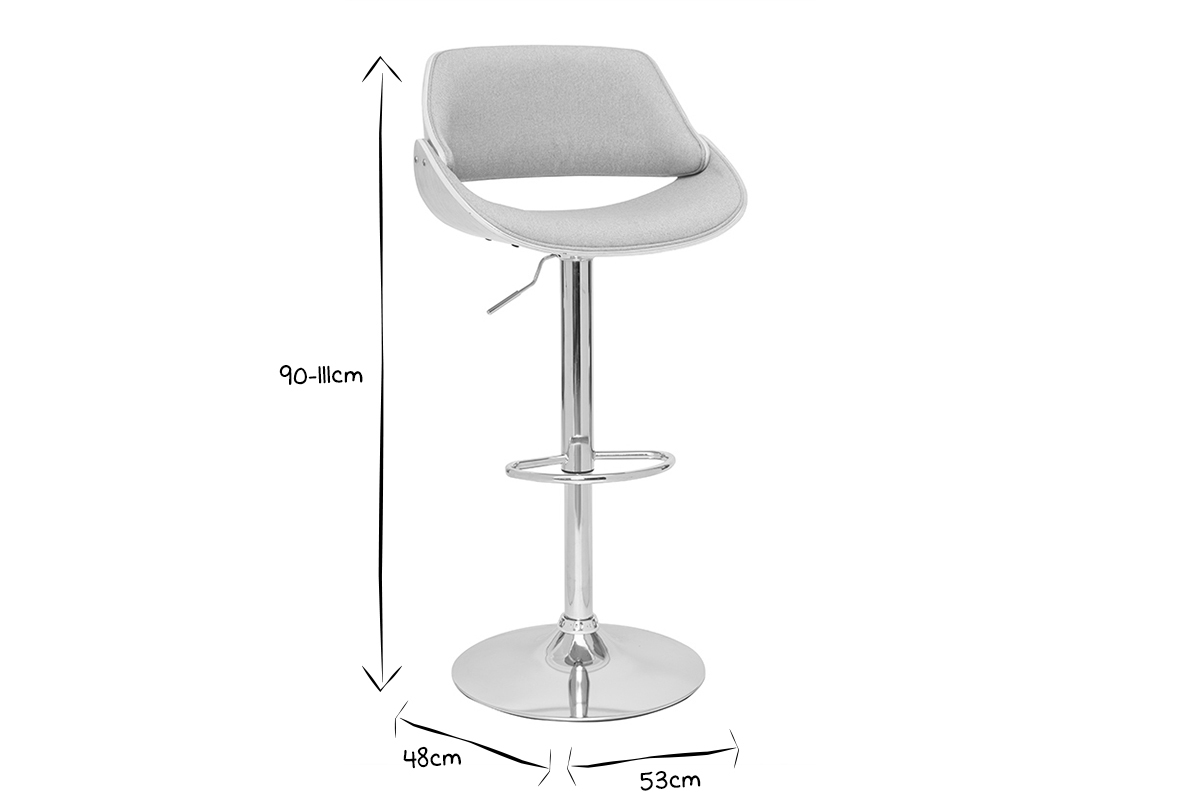 Taburete de cocina de diseo regulable de tela y madera clara CLASH