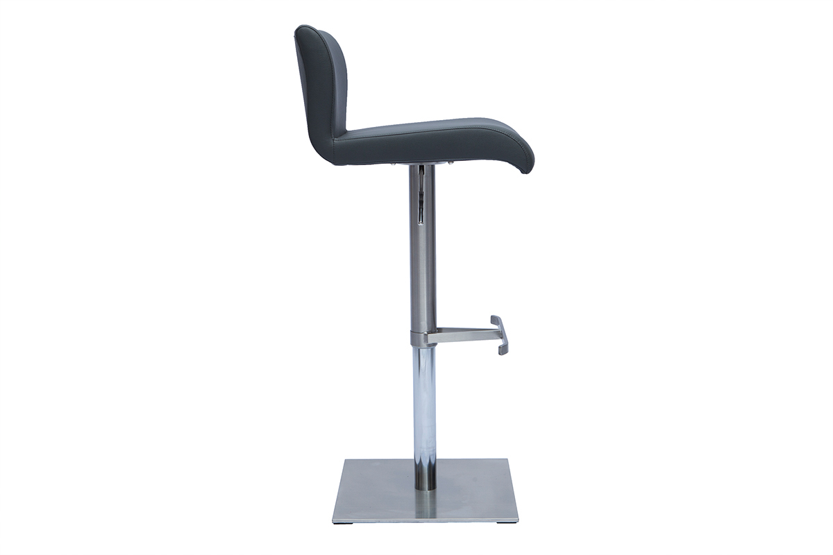 Taburete de cocina de diseo regulable gris y acero inoxidable cepillado SHEINA