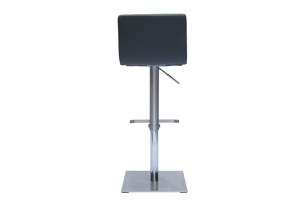 Taburete de cocina de diseo regulable gris y acero inoxidable cepillado SHEINA