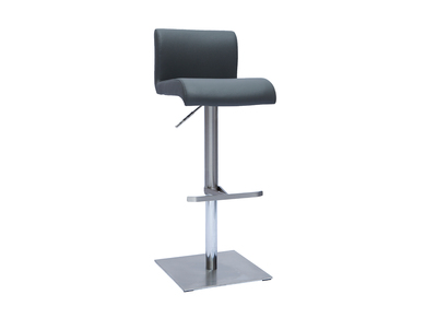 Taburete de cocina de diseño regulable gris y acero inoxidable cepillado SHEINA - Taburete de cocina de diseño regulable gris y acero inoxidable cepillado SHEINA
