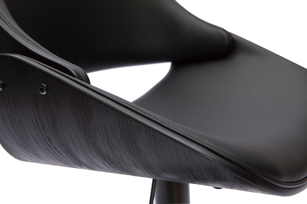 Taburete de cocina de dise�o regulable madera y metal negro CLASH