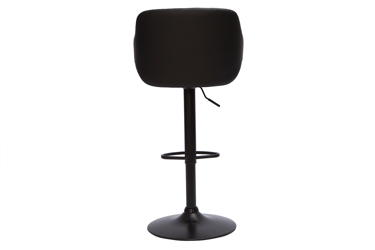 Taburete de cocina de diseo regulable negro con madera oscura LUCIEN