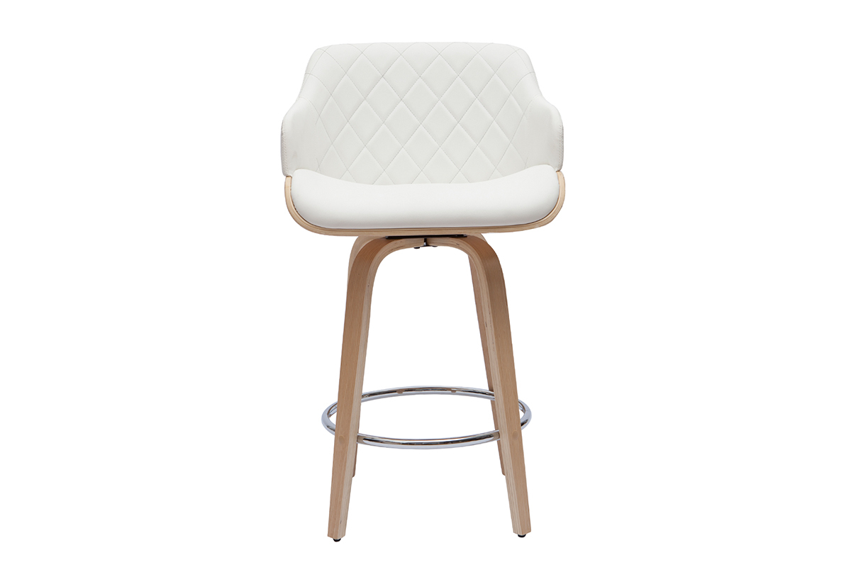 Taburete de cocina de madera clara y blanco 65cm LUCIEN