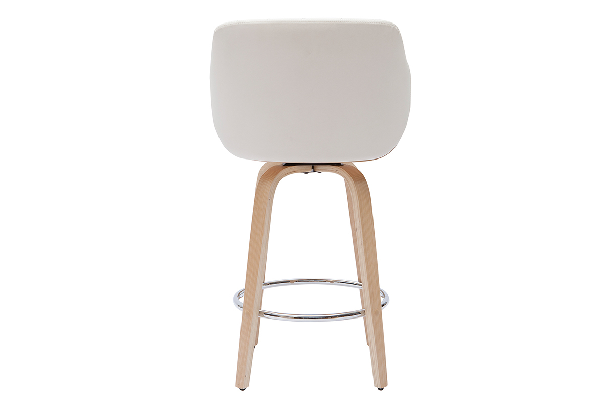 Taburete de cocina de madera clara y blanco 65cm LUCIEN