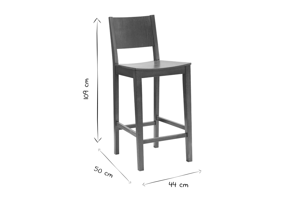 Taburete de cocina de madera oscura nogal 65 cm MELVIL
