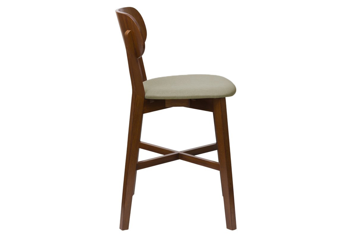 Taburete de cocina de nogal con asiento marrn glac, 65 cm de altura LUCIA
