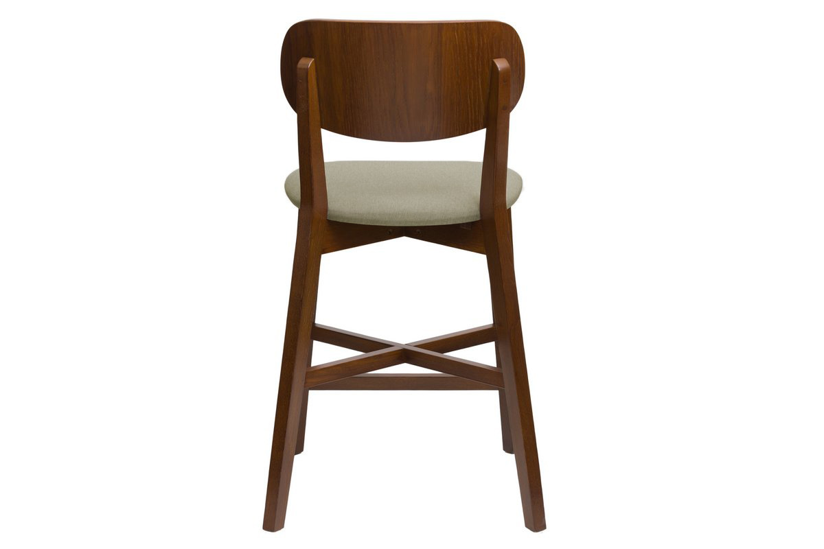 Taburete de cocina de nogal con asiento marrn glac, 65 cm de altura LUCIA