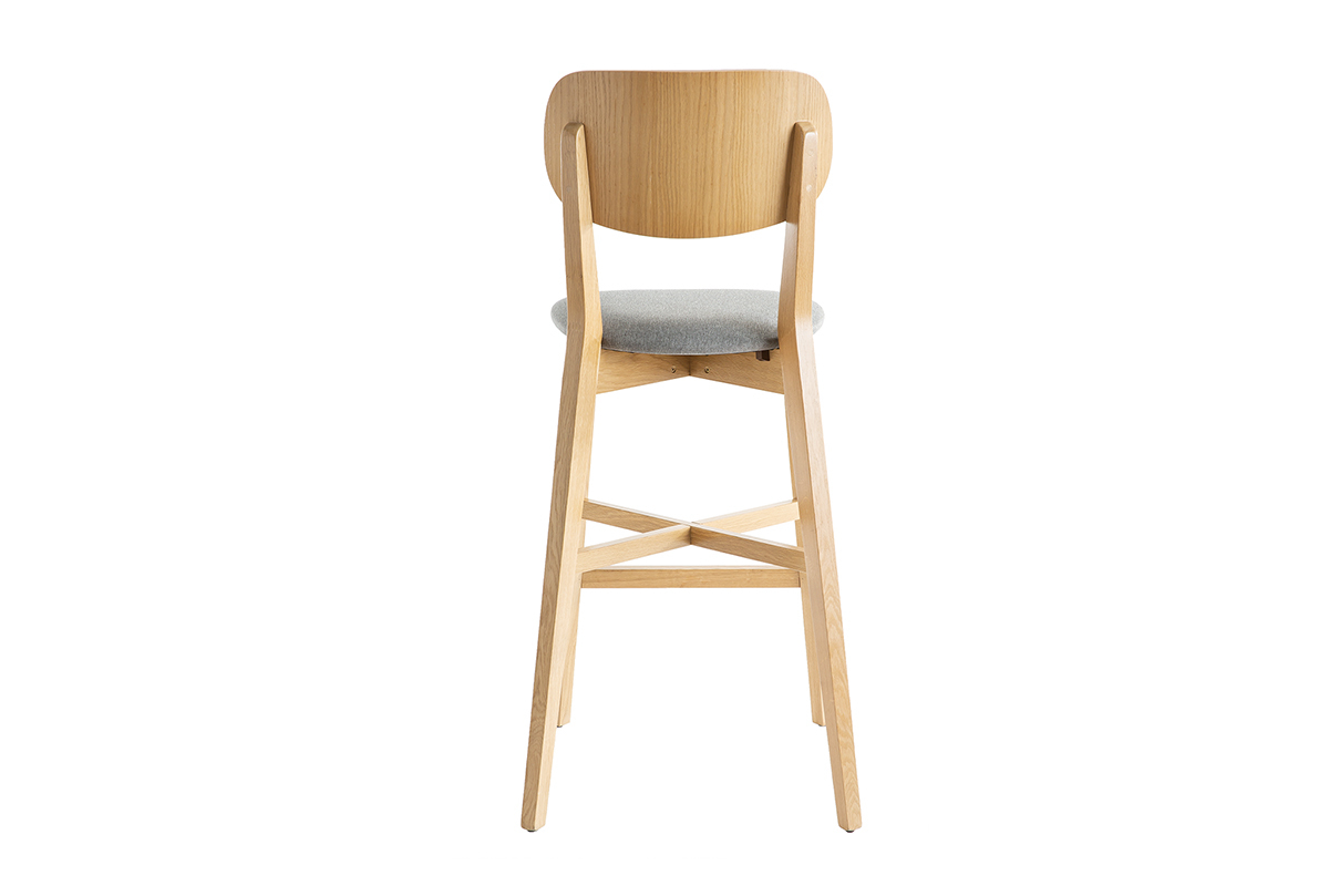 Taburete de cocina de roble con asiento gris jaspeado 75cm LUCIA