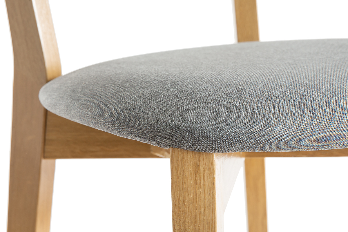 Taburete de cocina de roble con asiento gris jaspeado 75cm LUCIA