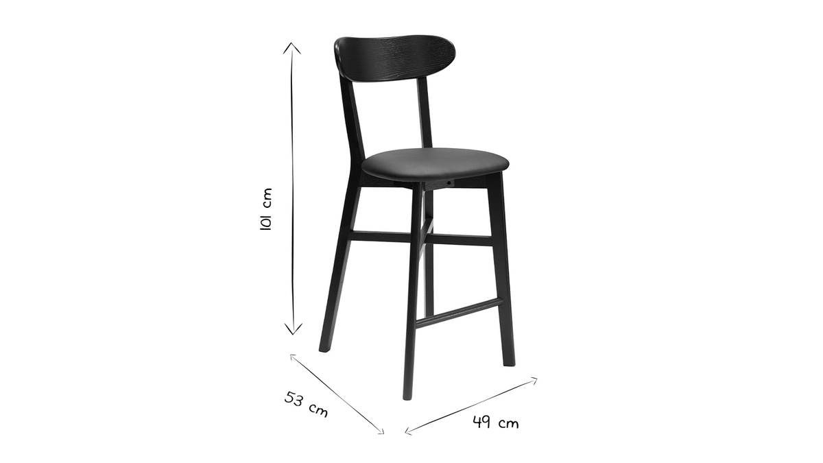 Taburete de cocina de roble vintage con asiento blanco 65cm DOVE