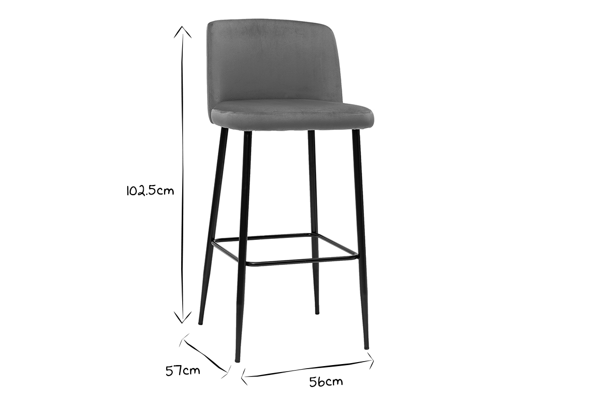 Taburete de cocina de terciopelo bronce con patas de metal negro 78cm MONTI