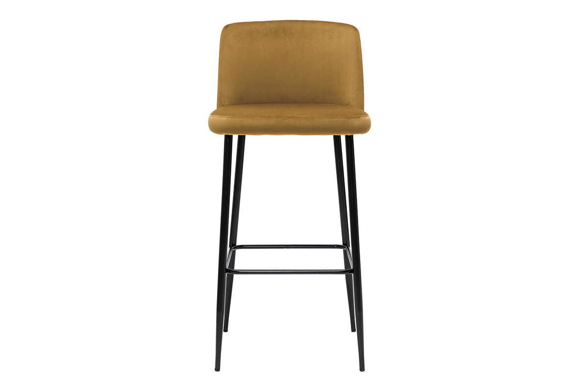 Taburete de cocina de terciopelo bronce con patas de metal negro 78cm MONTI