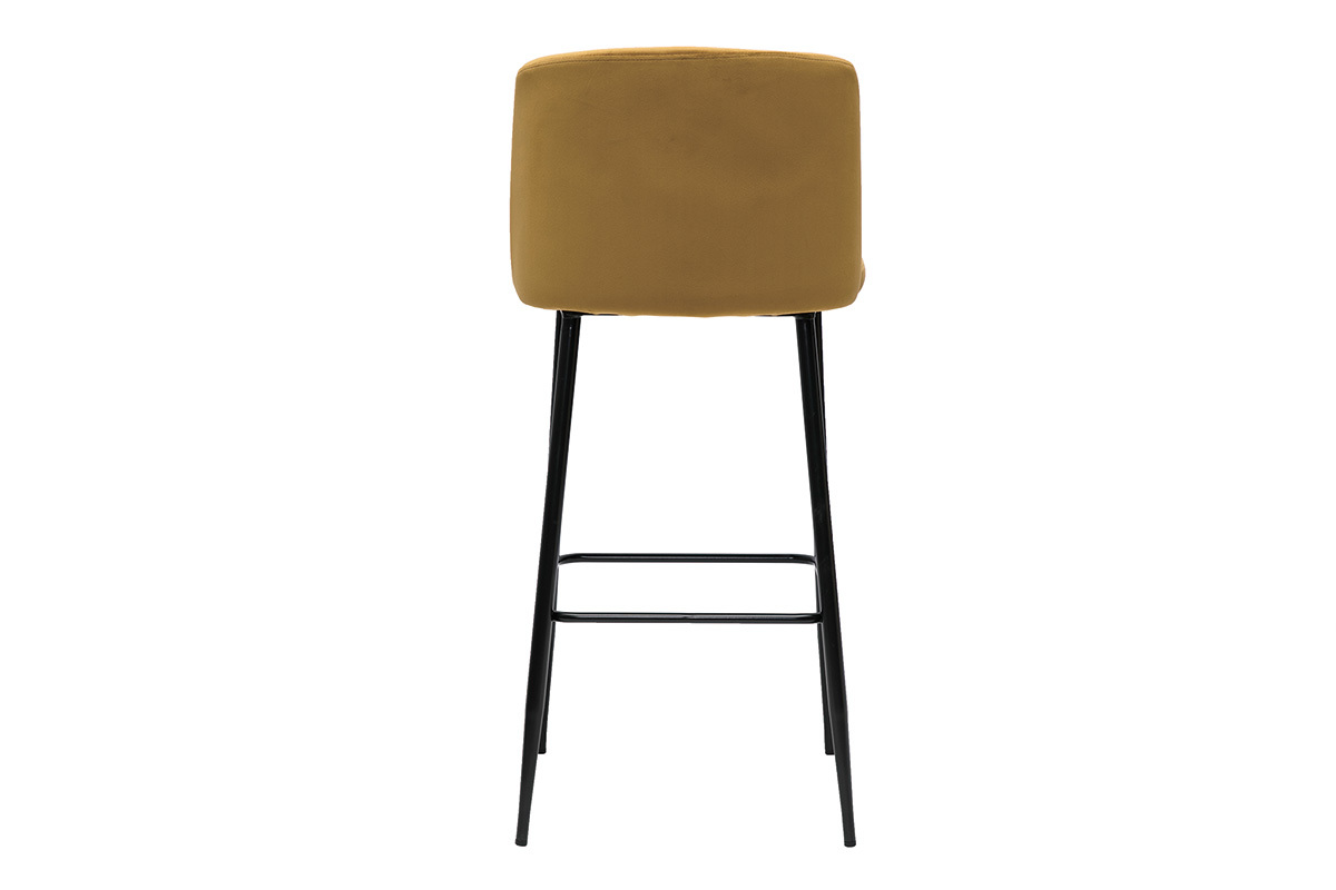 Taburete de cocina de terciopelo bronce con patas de metal negro 78cm MONTI