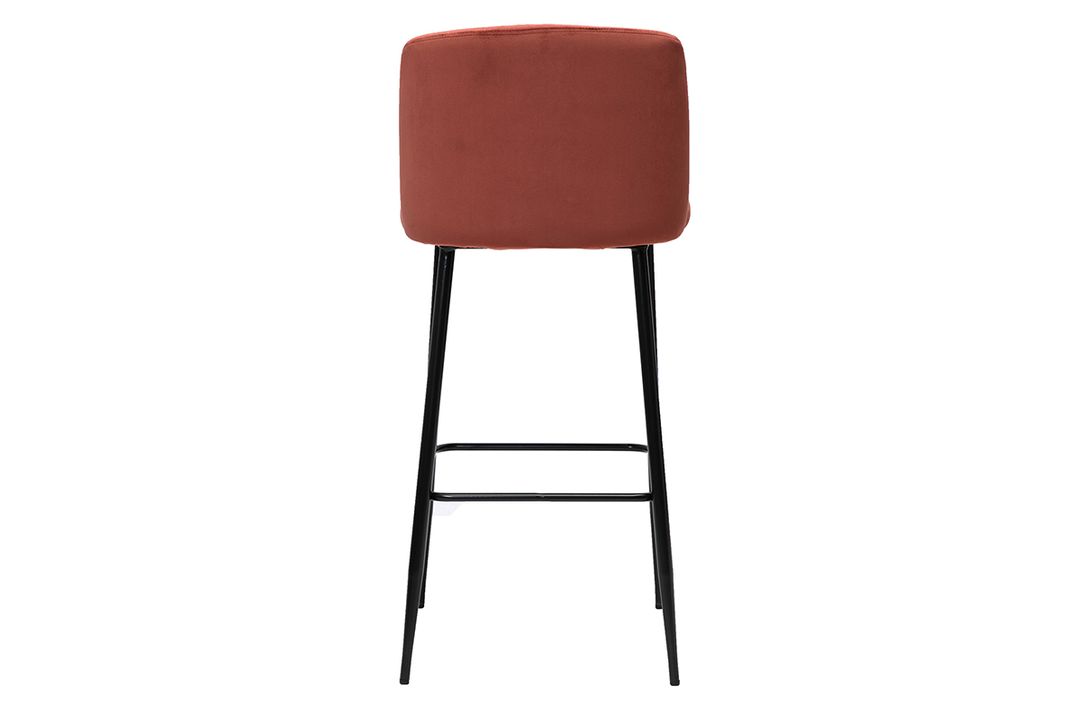 Taburete de cocina de terciopelo terracota con patas de metal negro 78cm MONTI