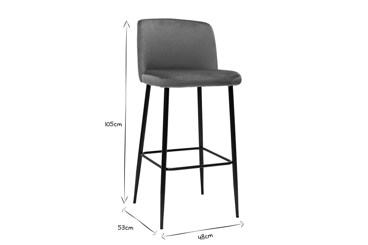 Taburete de cocina de terciopelo terracota con patas de metal negro 78cm MONTI
