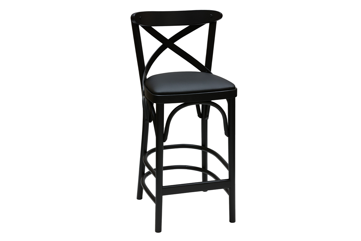 Taburete de cocina estilo bistrot de haya maciza negra 65 cm MARCEL