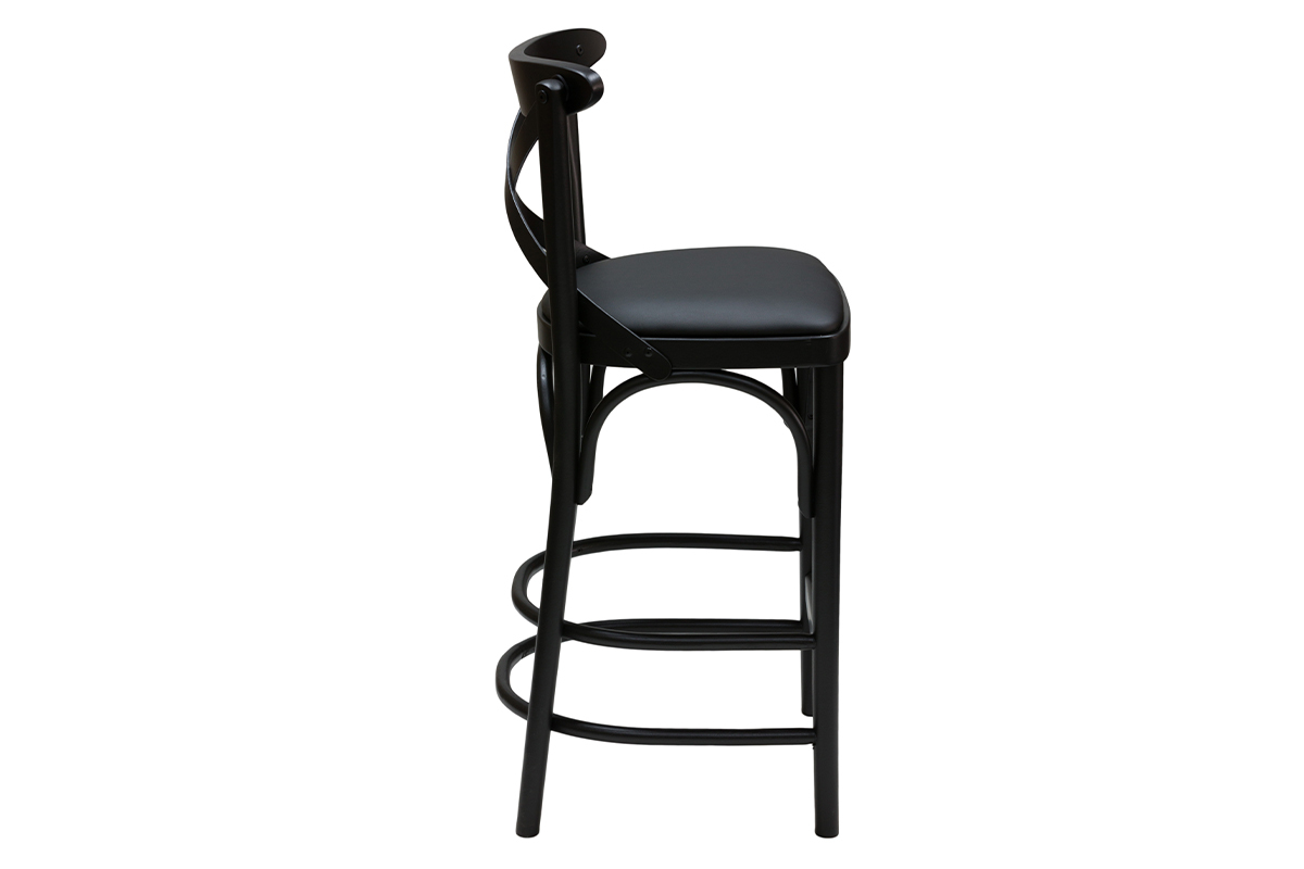 Taburete de cocina estilo bistrot de haya maciza negra 65 cm MARCEL