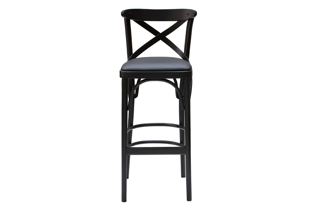 Taburete de cocina estilo bistrot de haya maciza negra 75cm MARCEL