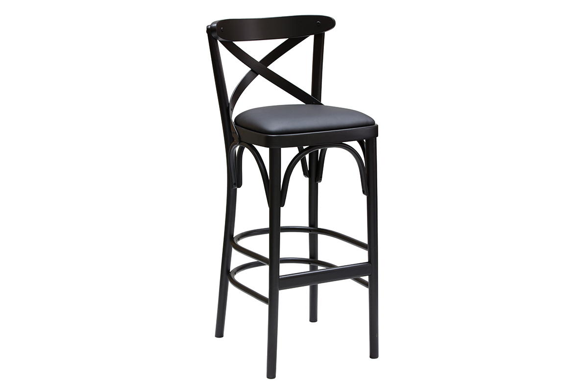 Taburete de cocina estilo bistrot de haya maciza negra 75cm MARCEL
