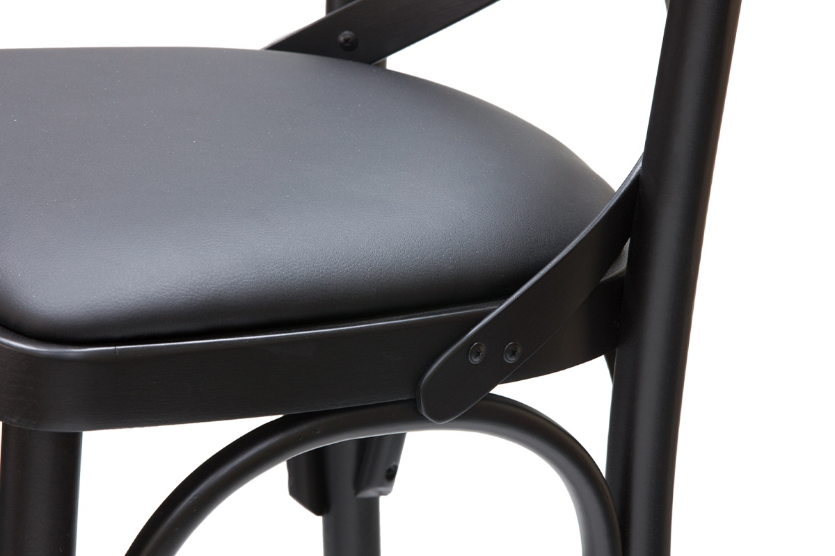Taburete de cocina estilo bistrot de haya maciza negra 75cm MARCEL