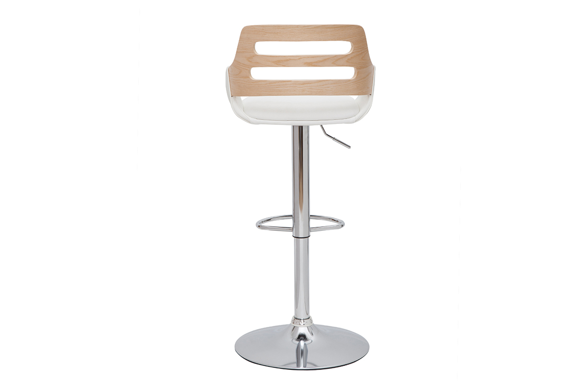 Taburete de cocina regulable de diseo blanco y roble PERNIK