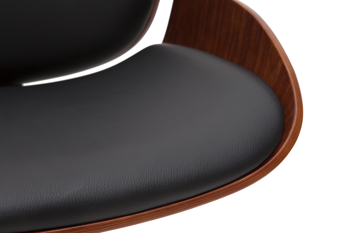 Taburete de cocina regulable negro con madera oscura VESPER