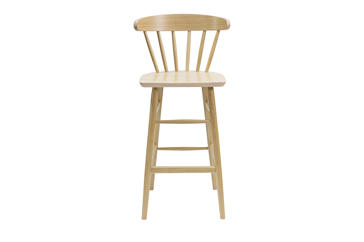 Taburete de cocina vintage con varillas de madera clara 65cm de altura DARIA