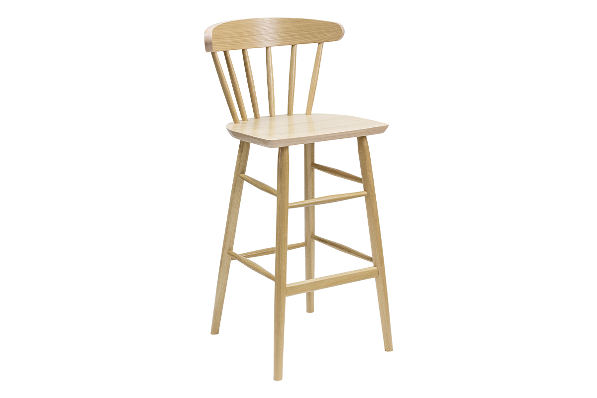 Taburete de cocina vintage con varillas de madera clara 65cm de altura DARIA