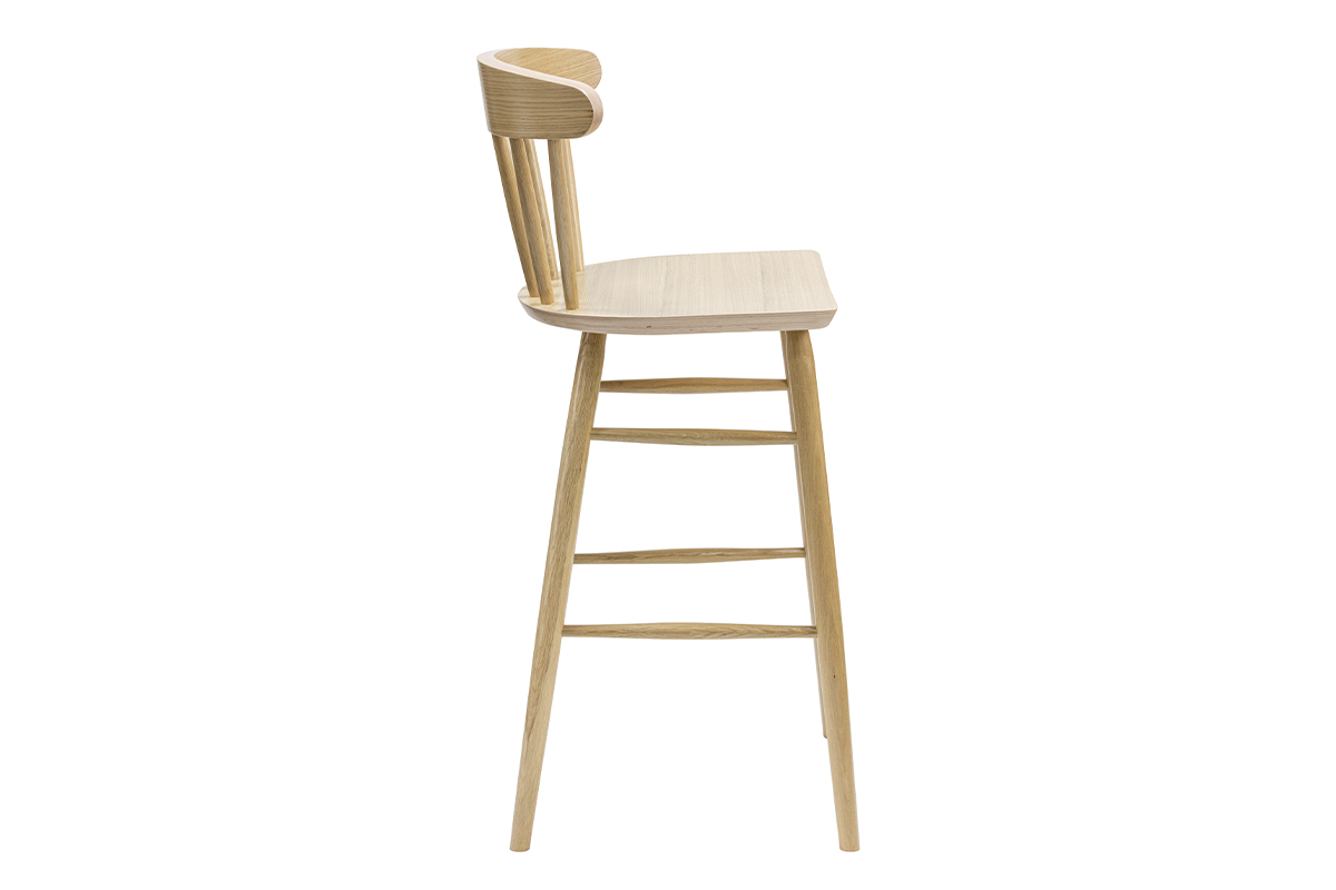 Taburete de cocina vintage con varillas de madera clara 65cm de altura DARIA