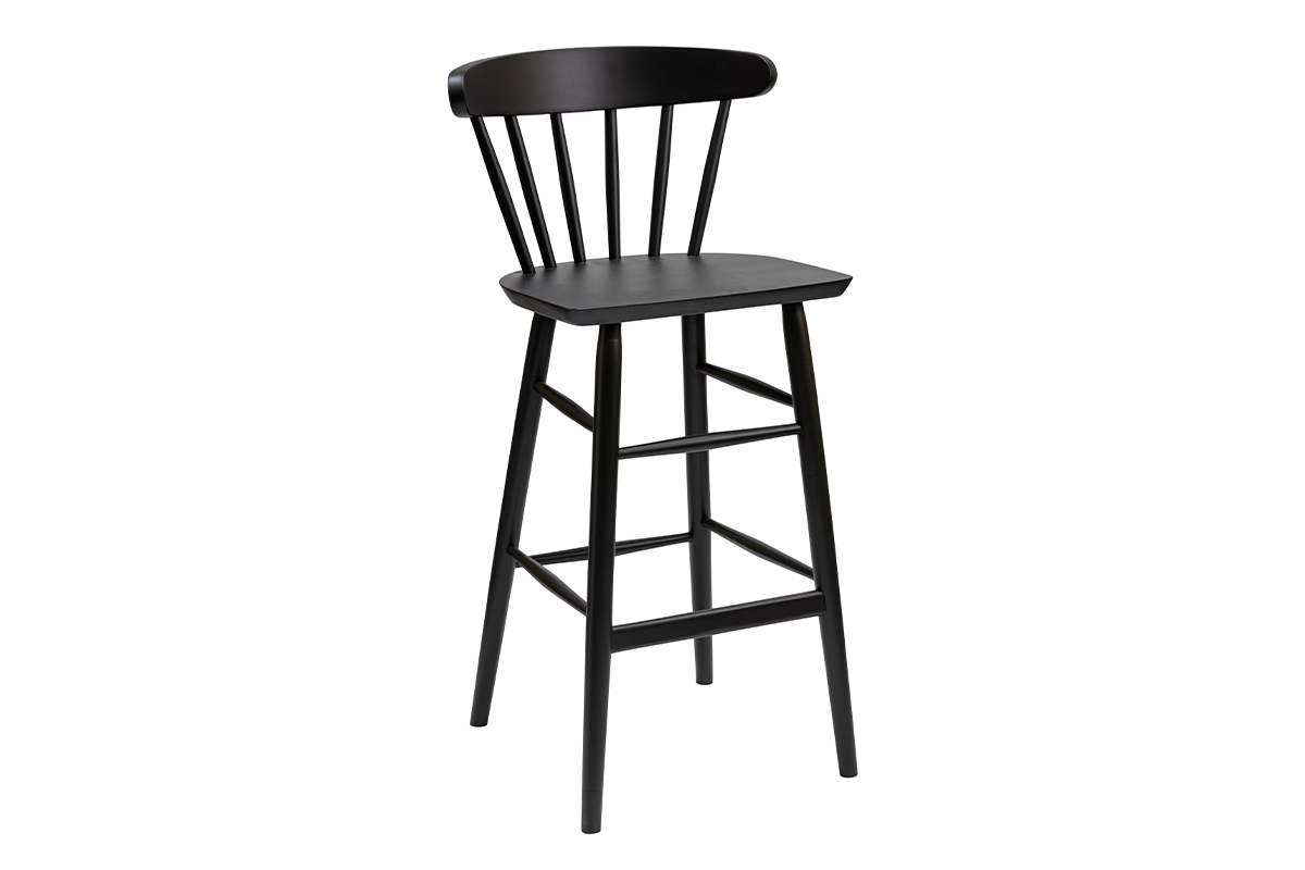 Taburete de cocina vintage con varillas negras mate 65cm de altura DARIA