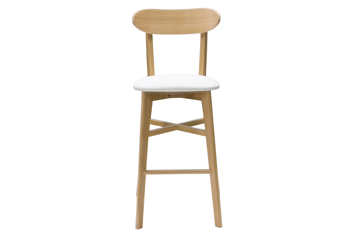 Taburete de cocina vintage de madera clara y blanco 75cm DOVE