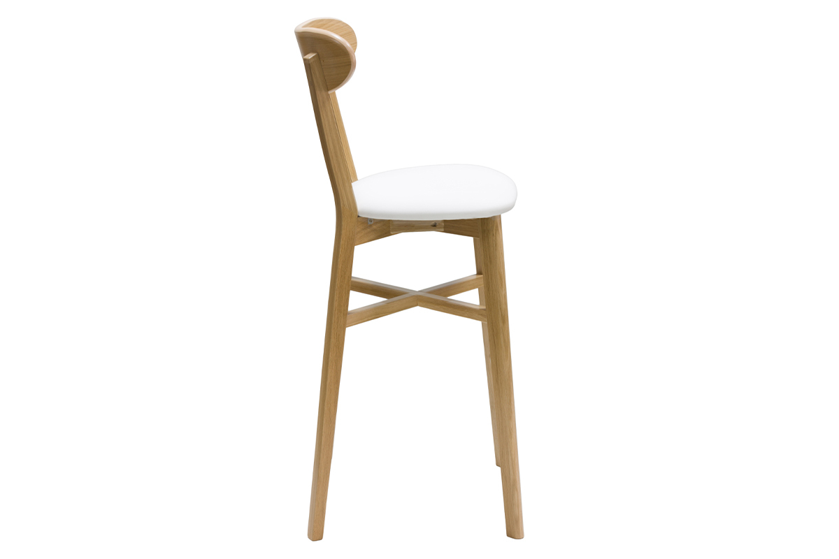 Taburete de cocina vintage de madera clara y blanco 75cm DOVE