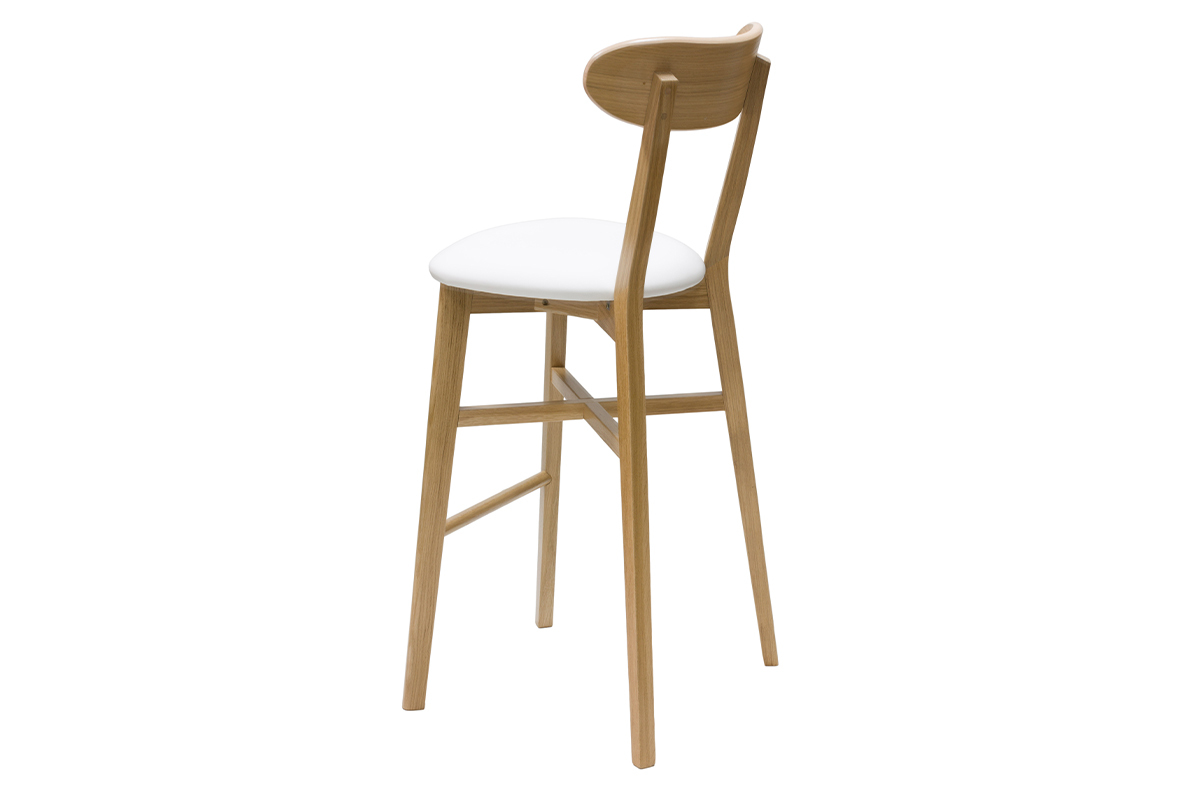 Taburete de cocina vintage de madera clara y blanco 75cm DOVE