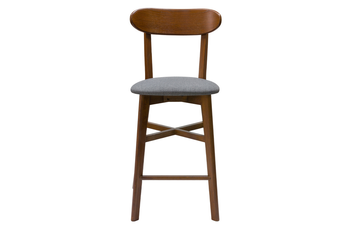 Taburete de cocina vintage de nogal y gris antracita 65cm DOVE
