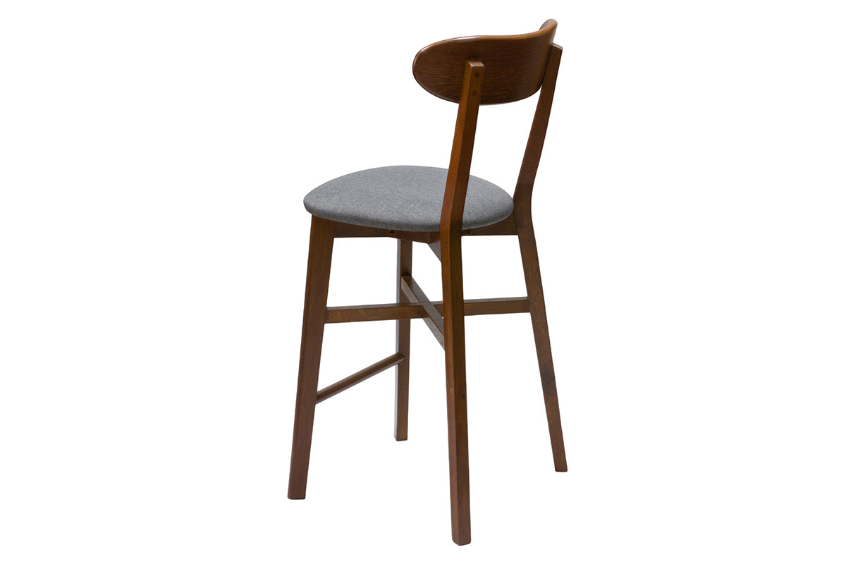 Taburete de cocina vintage de nogal y gris antracita 65cm DOVE