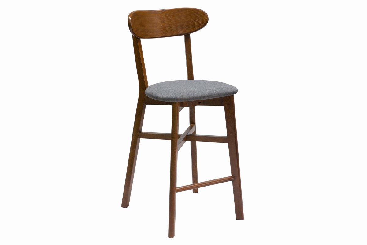 Taburete de cocina vintage de nogal y gris antracita 65cm DOVE