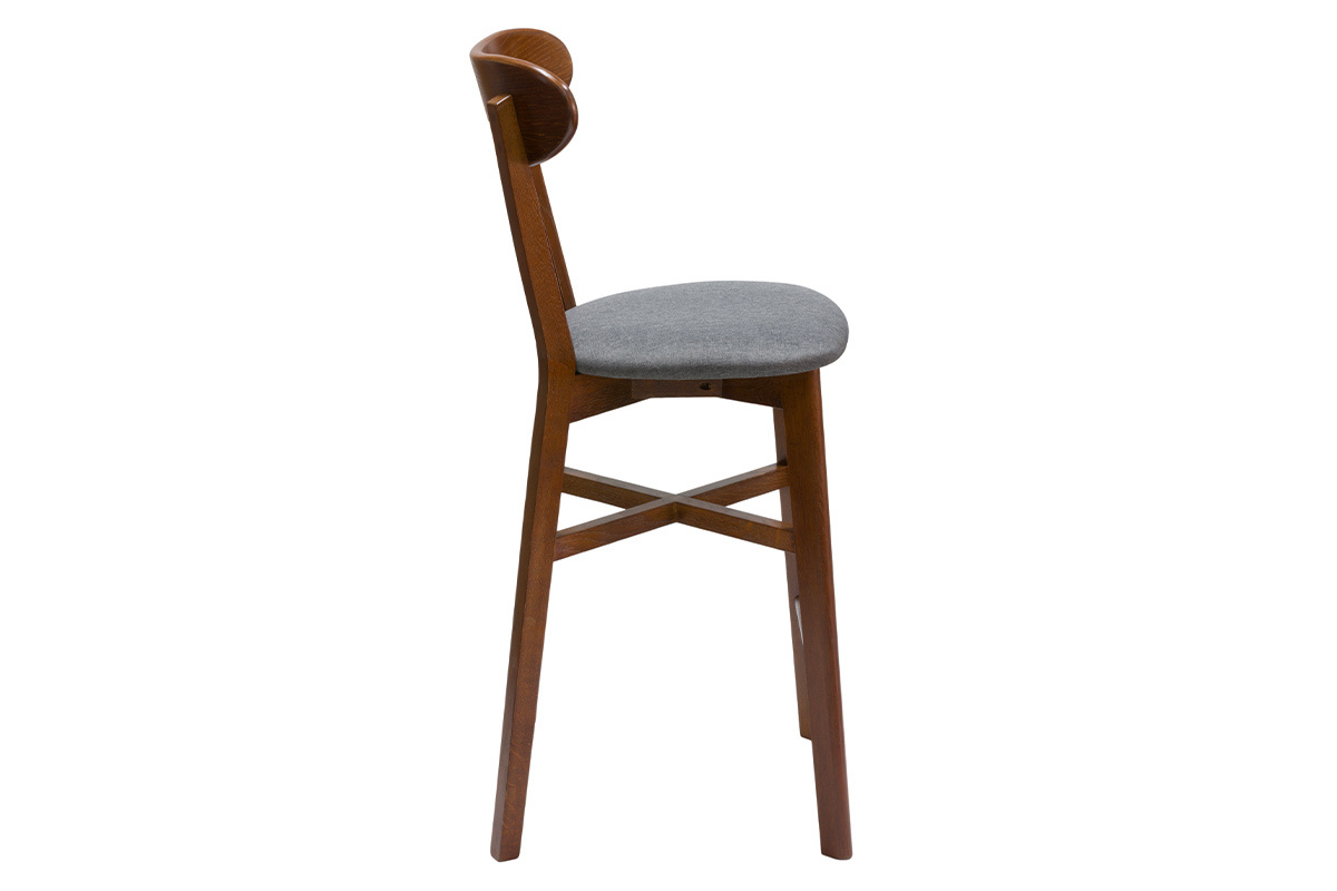 Taburete de cocina vintage de nogal y gris antracita 65cm DOVE